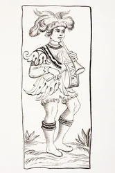 The joker card from a 15th century tarot deck, from 